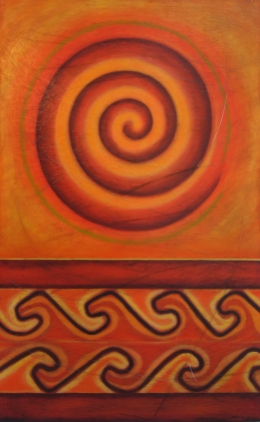Notes from Mitla I, Oil on wood panel, 29" x 18"